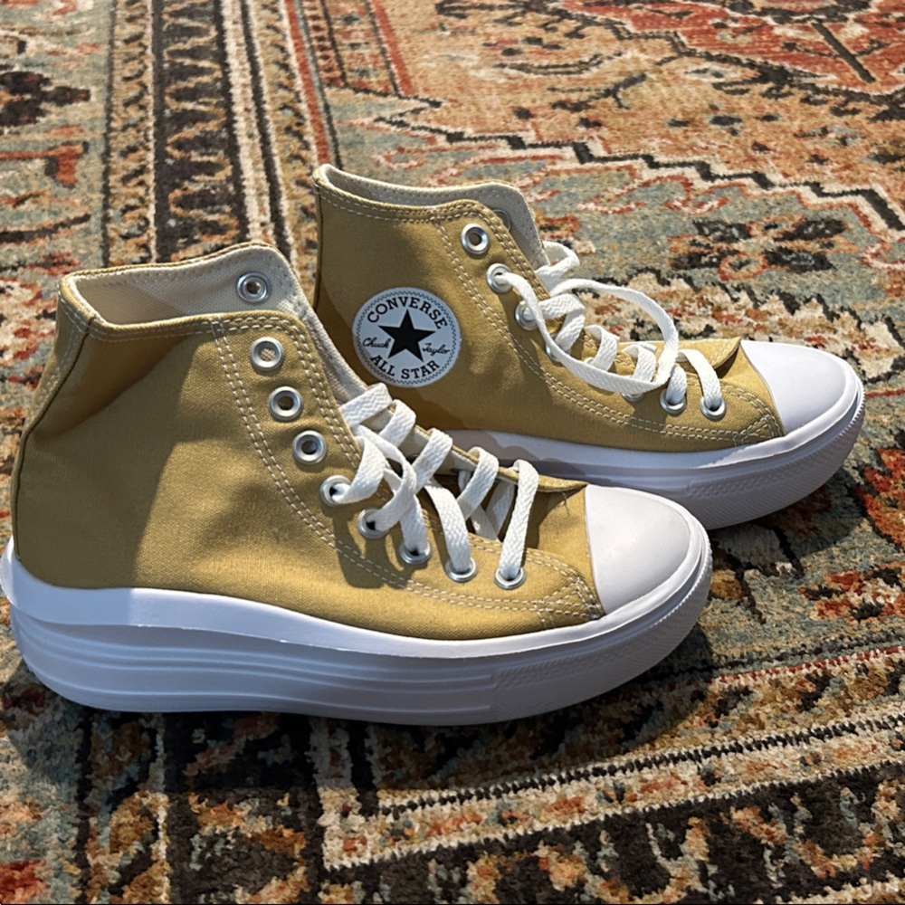 Converse All Star Move Canvas Platform High Tops—Mustard Sneakers